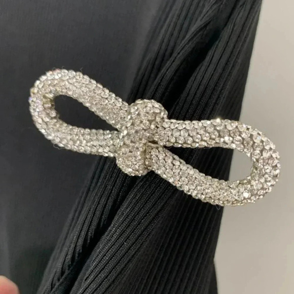 NWT MACH & MACH Crystal Embellished Bow Cut-Out Mini Dress Black Knit Size 10 - Picture 5 of 16